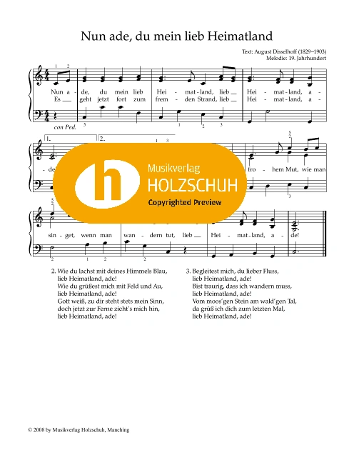 Nun ade, du mein lieb Heimatland